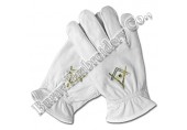 Masonic Regalia Hands Embroidery Leather Gloves